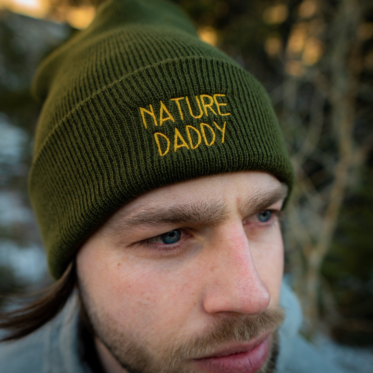 Green Nature Daddy embroidered beanie