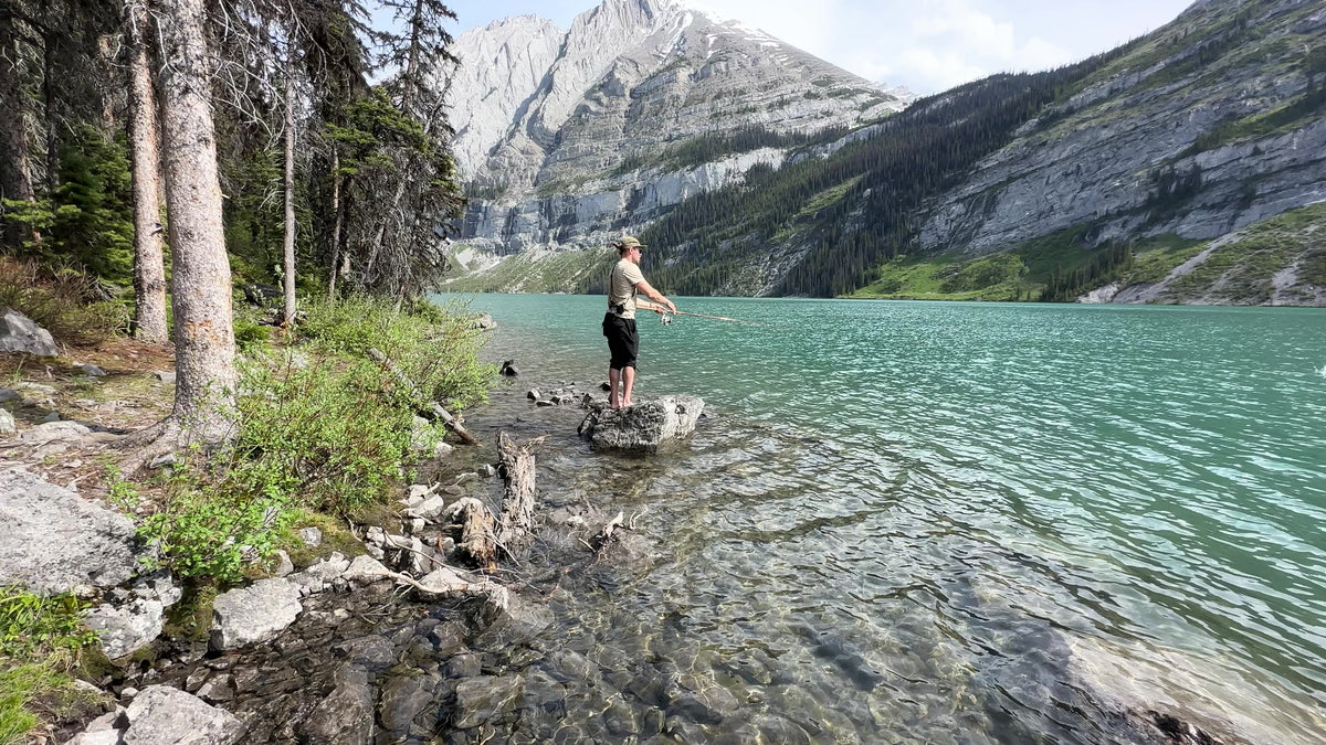 Load video: Fishing beside a mountain lake